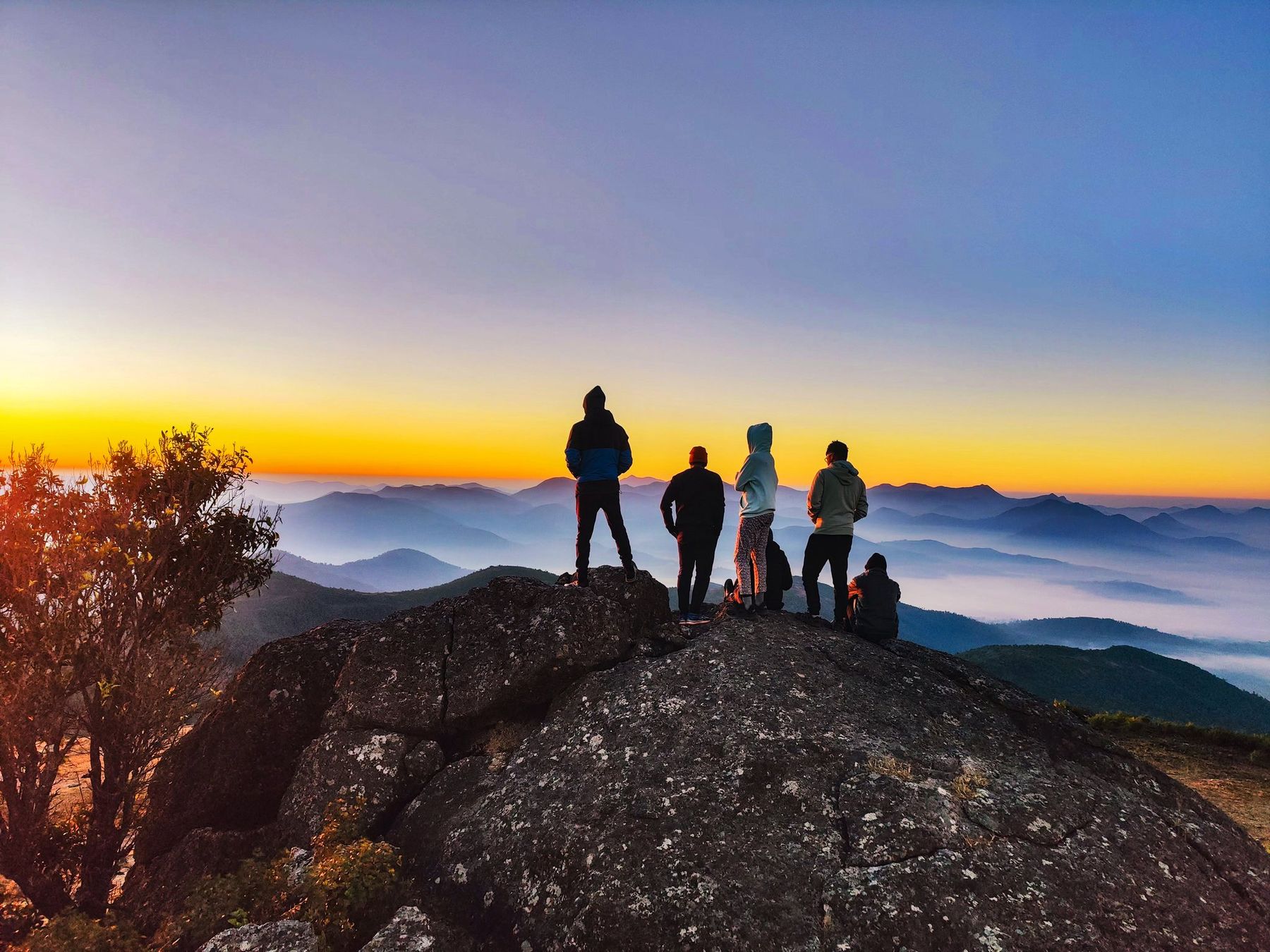 Sunrise circle on the summit boulders